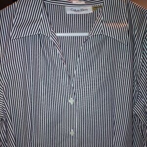 Calvin Klein Black White Stripe Blouse – NWOT, Workwear Essential